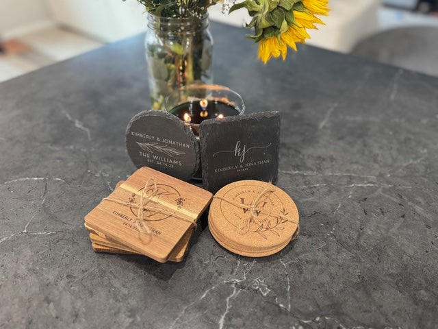 Personalized Coaster Set of 4 - Custom Engraved Gift