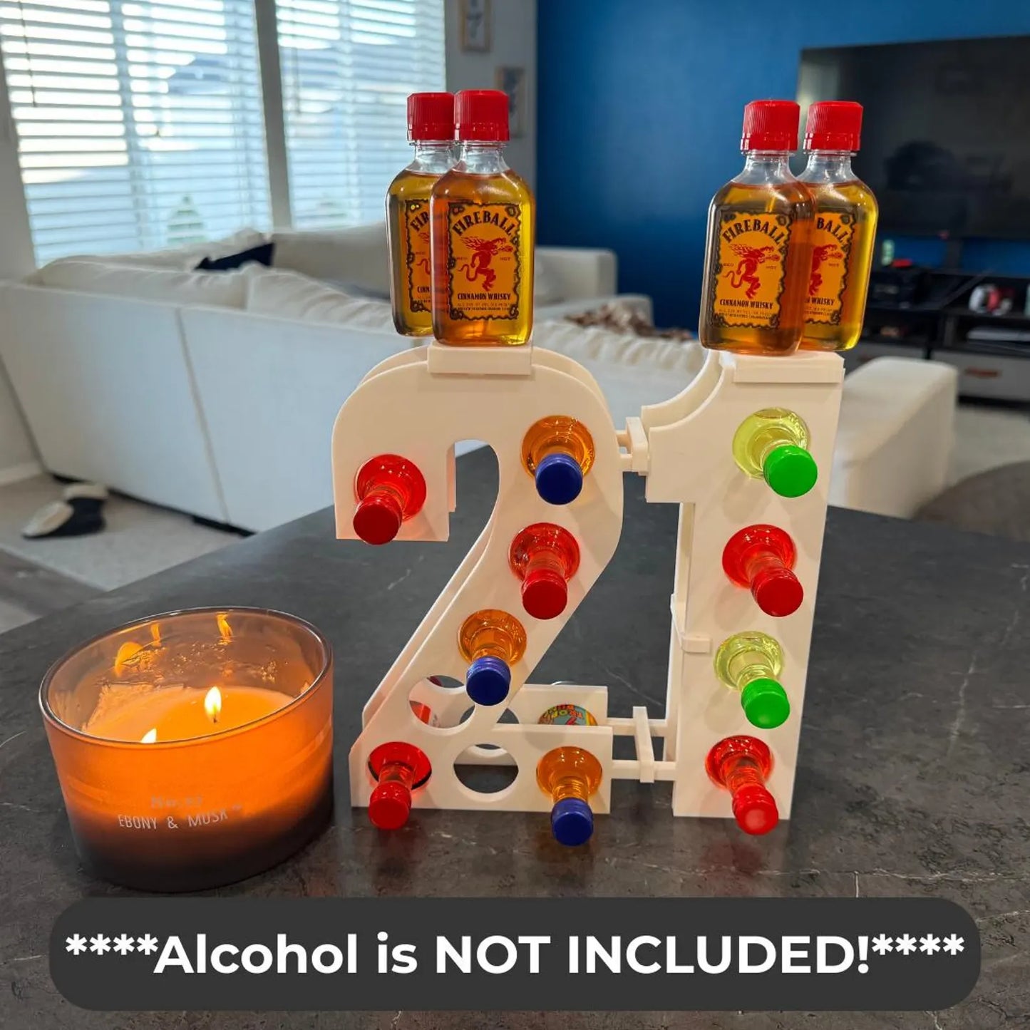 21st Birthday Shot Holder & Mini Liquor Bottle Display Stand