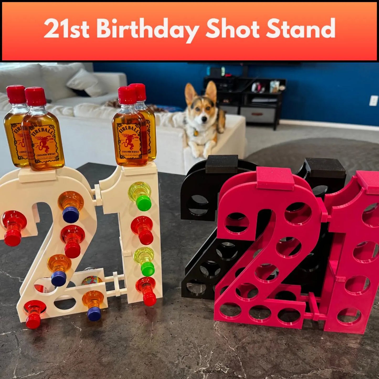 21st Birthday Shot Holder & Mini Liquor Bottle Display Stand