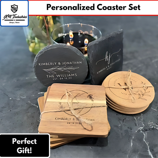 Personalized Coaster Set of 4 - Custom Engraved Gift