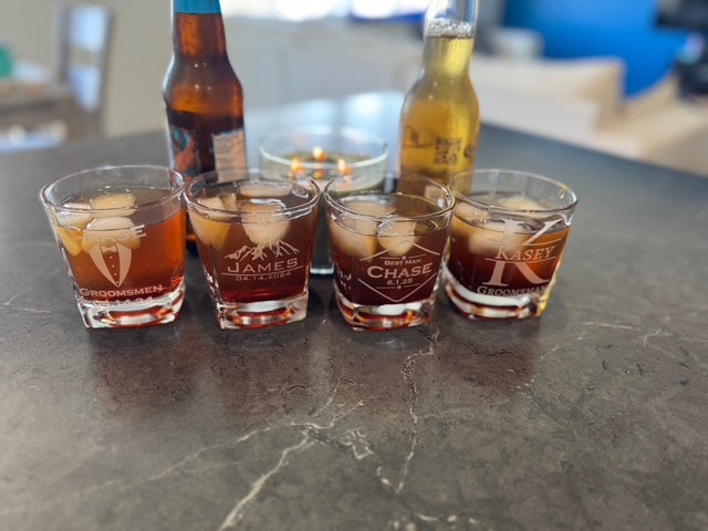 Personalized Square Whiskey Glass - Custom Engraved Gift