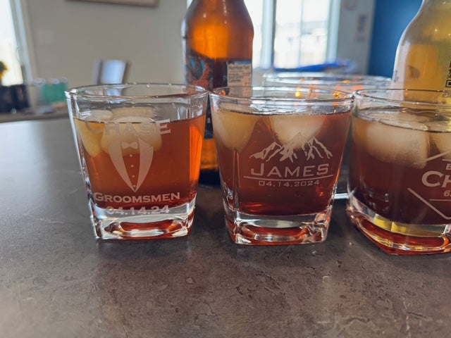 Personalized Square Whiskey Glass - Custom Engraved Gift