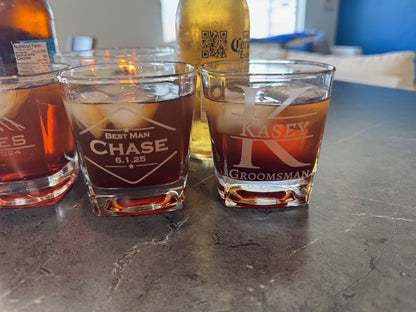 Personalized Square Whiskey Glass - Custom Engraved Gift