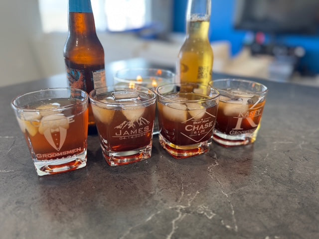 Personalized Square Whiskey Glass - Custom Engraved Gift