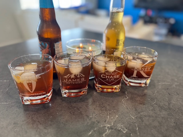 Personalized Square Whiskey Glass - Custom Engraved Gift