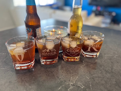 Personalized Square Whiskey Glass - Custom Engraved Gift