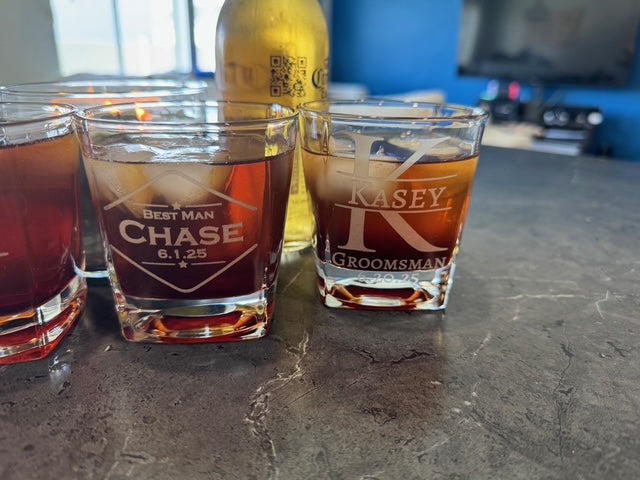 Personalized Square Whiskey Glass - Custom Engraved Gift