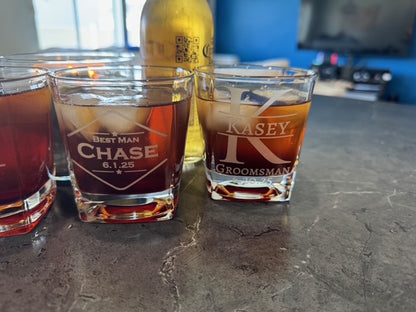 Personalized Square Whiskey Glass - Custom Engraved Gift