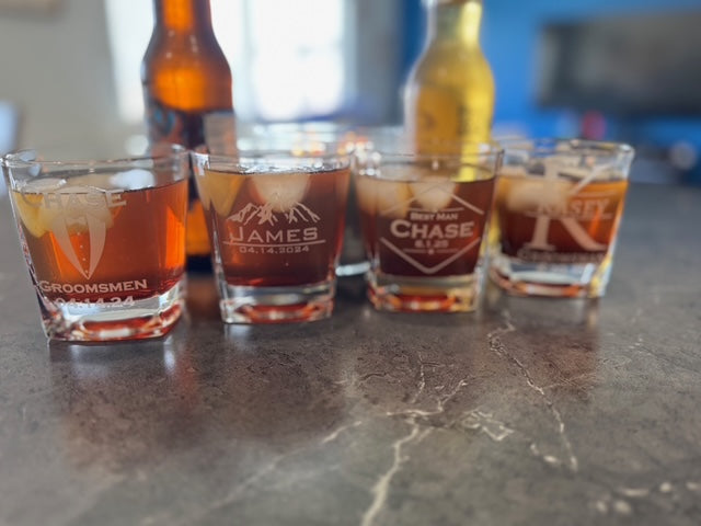 Personalized Square Whiskey Glass - Custom Engraved Gift