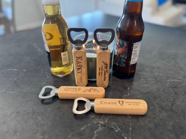 Personalized Wooden Bottle Opener - Custom Engraved Gift