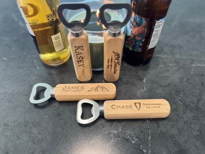 Personalized Wooden Bottle Opener - Custom Engraved Gift
