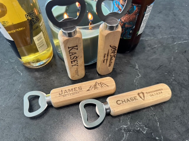 Personalized Wooden Bottle Opener - Custom Engraved Gift