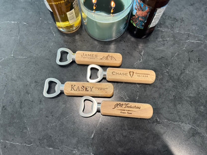 Personalized Wooden Bottle Opener - Custom Engraved Gift