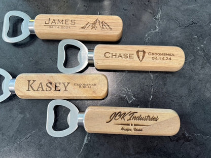 Personalized Wooden Bottle Opener - Custom Engraved Gift