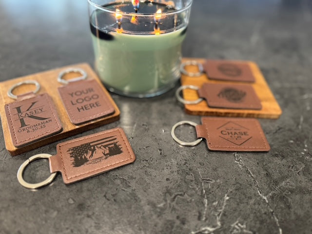 Personalized Leather Keychains - Custom Engraved Gift