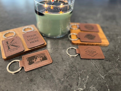 Personalized Leather Keychains - Custom Engraved Gift