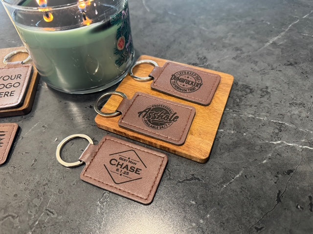 Personalized Leather Keychains - Custom Engraved Gift