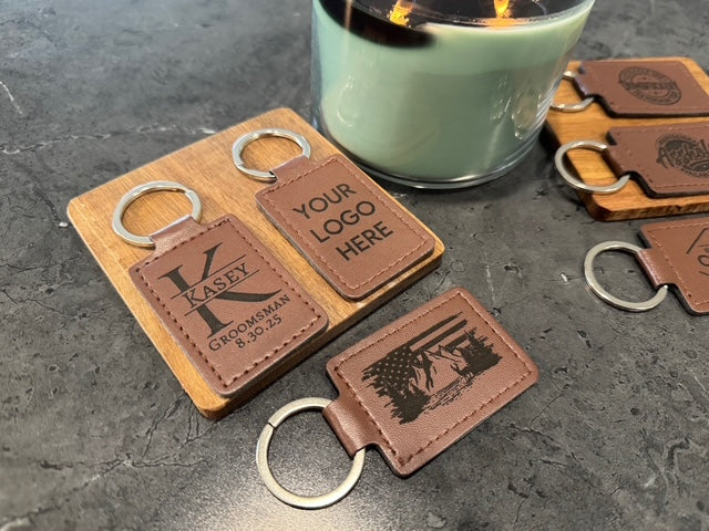 Personalized Leather Keychains - Custom Engraved Gift