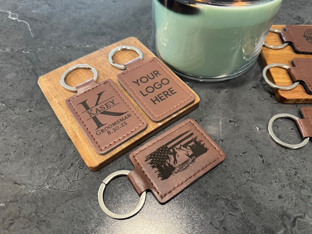 Personalized Leather Keychains - Custom Engraved Gift