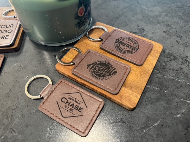 Personalized Leather Keychains - Custom Engraved Gift