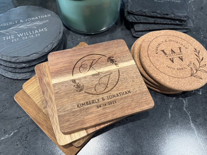 Personalized Coaster Set of 4 - Custom Engraved Gift