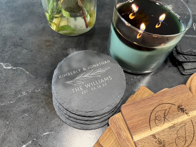 Personalized Coaster Set of 4 - Custom Engraved Gift