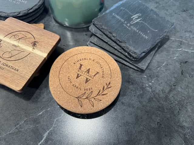 Personalized Coaster Set of 4 - Custom Engraved Gift