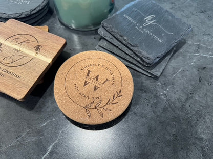 Personalized Coaster Set of 4 - Custom Engraved Gift