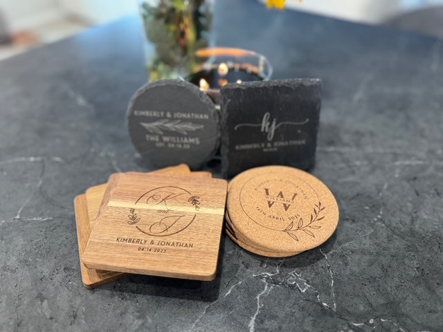 Personalized Coaster Set of 4 - Custom Engraved Gift