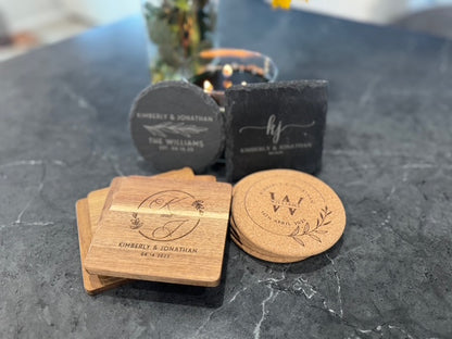 Personalized Coaster Set of 4 - Custom Engraved Gift