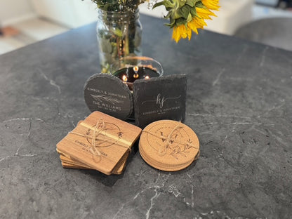 Personalized Coaster Set of 4 - Custom Engraved Gift
