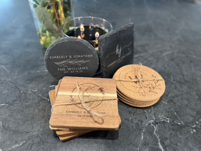 Personalized Coaster Set of 4 - Custom Engraved Gift