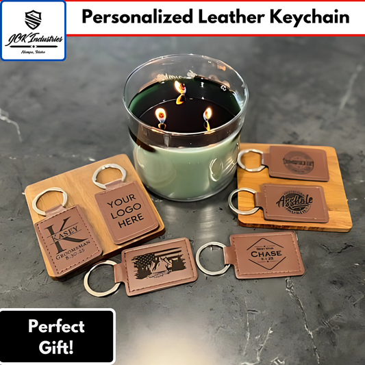 Personalized Leather Keychains - Custom Engraved Gift