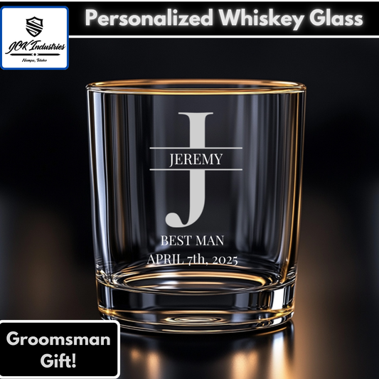 Personalized Square Whiskey Glass - Custom Engraved Gift