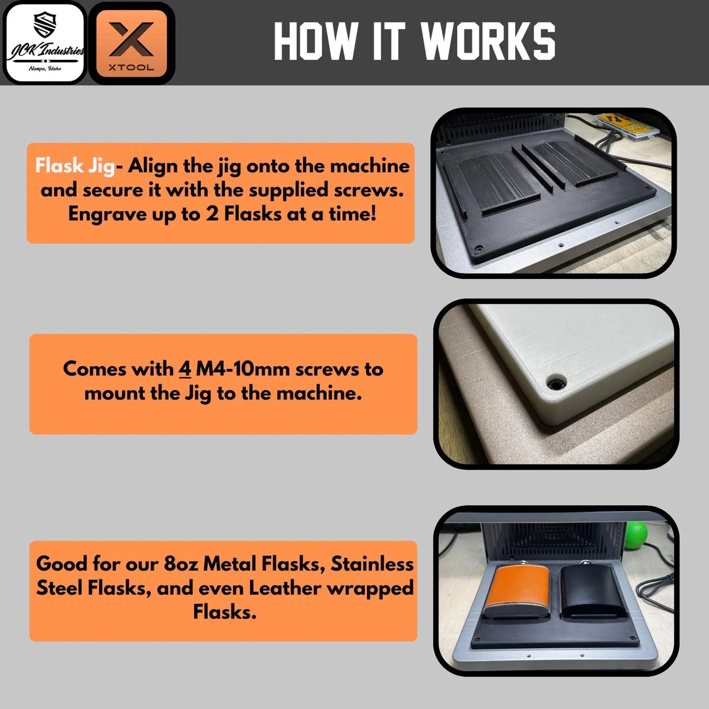 xTool F2 Ultra - F2 Ultra UV 8oz Flask Laser Engraving Jig (Holds 2 Flasks)