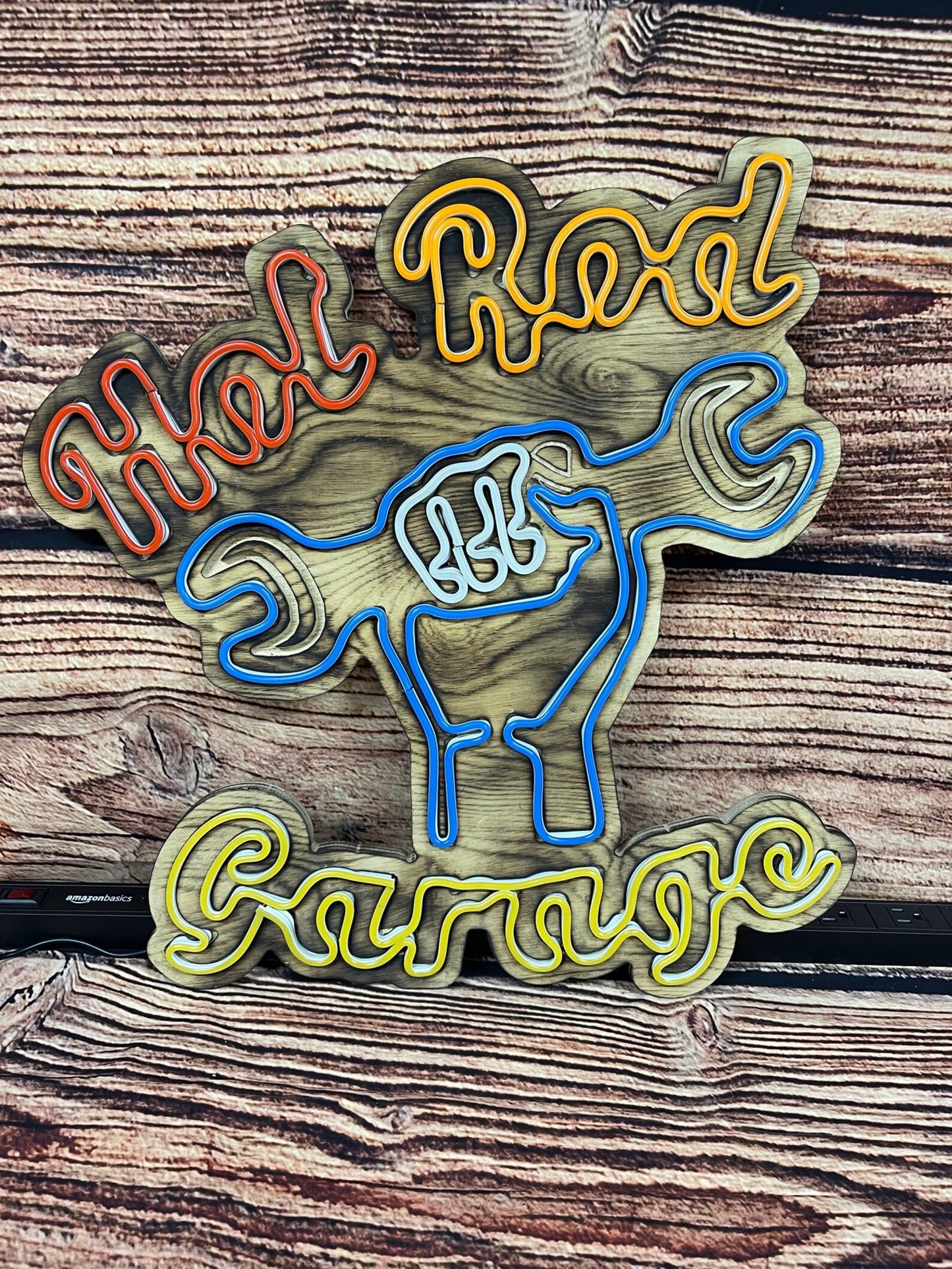 Hot Rod Garage LED Neon Sign – Man Cave Wall Art