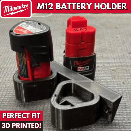Milwaukee M12 Battery Holder - 3D Printed Wall Mount