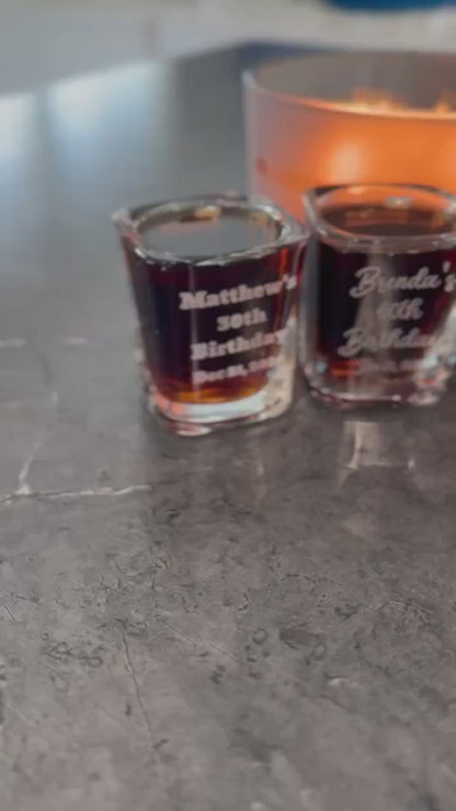 Custom Laser Engraved 2 oz Square Shot Glasses (Single or Bulk)